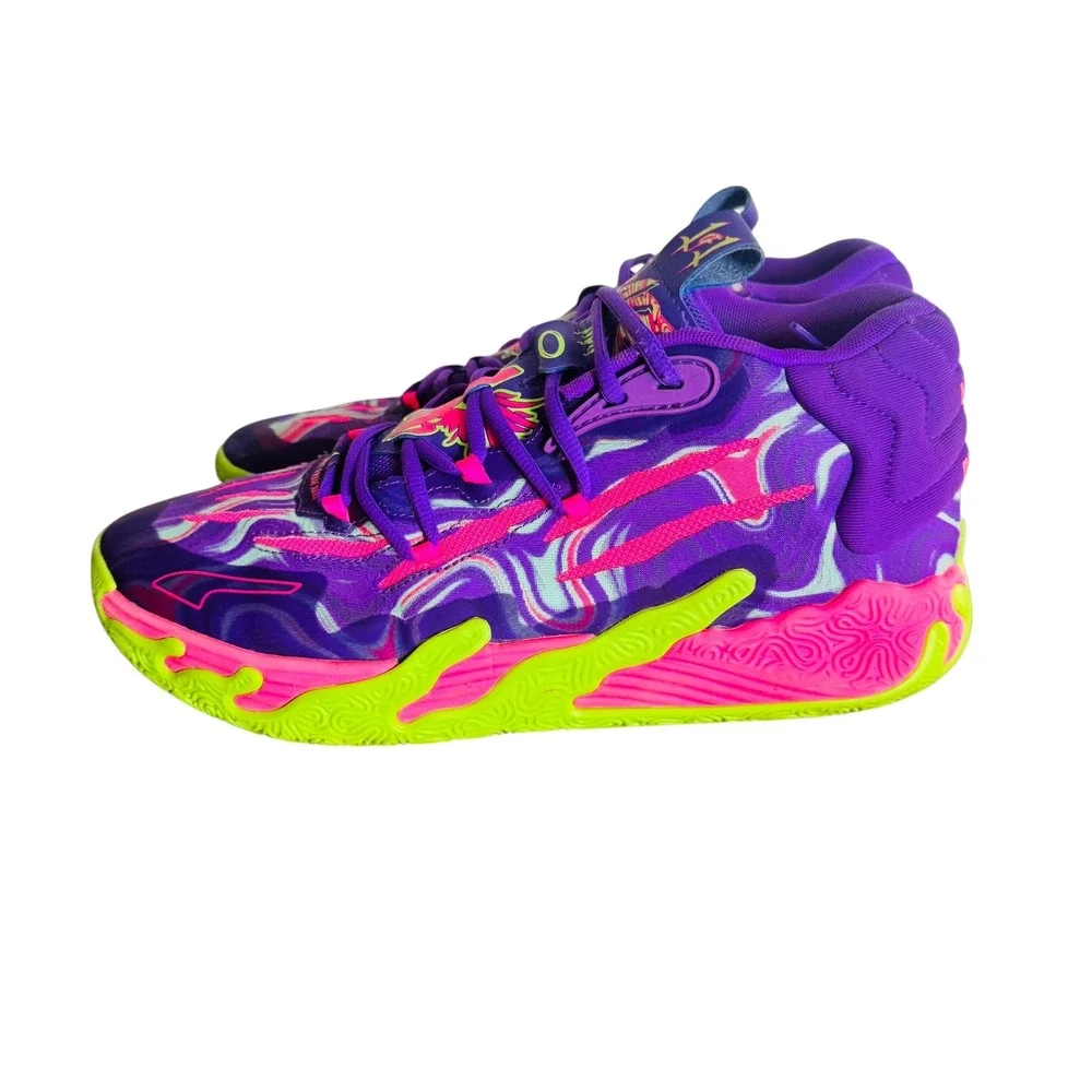 Puma MB.03 Toxic LaMelo Ball Purple Pink Lime Green Basketball Shoes Mens 11‎ - Picture 3 of 9